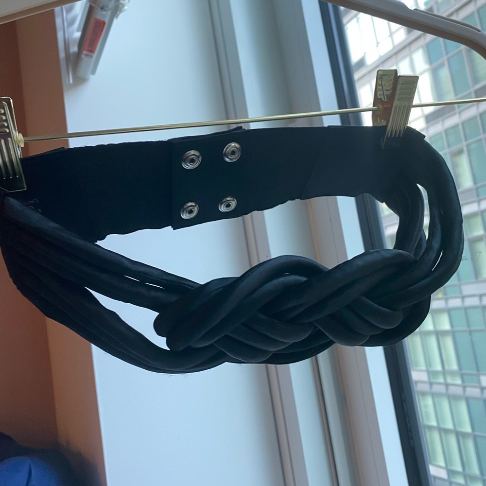 Black satin knot belt